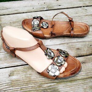 David Tate‎ Leather Napa Flex Sandals Embellished strappy Sz 41 / 10.5-11 Italy